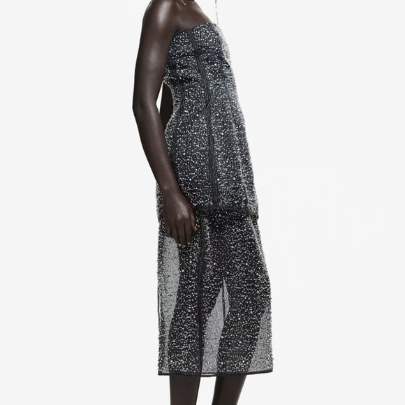 NWT H&M Limited edition Holiday 2024 collection Women Embellished Organza skirt - Picture 5 of 9